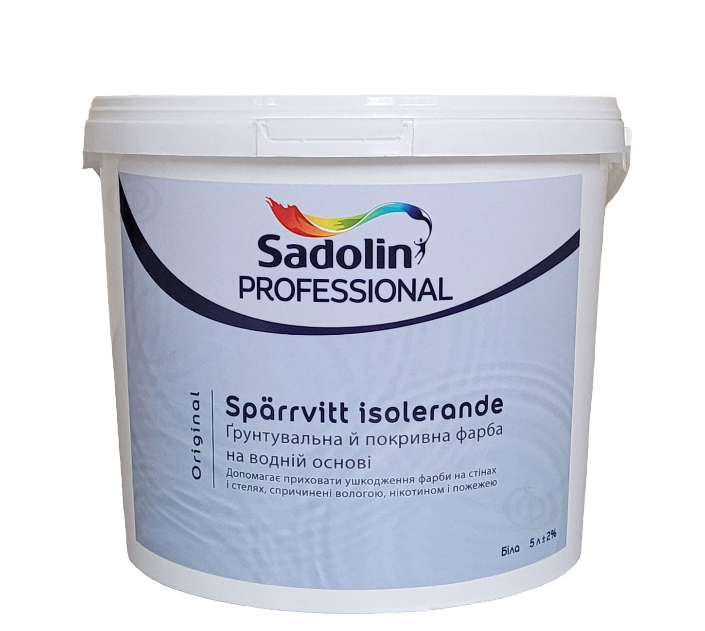 Краска на водной основе Sadolin Professional Original Spärrvitt Isolerande, белый Краска на водной основе Sadolin Professional Original Spärrvitt Isolerande, белый