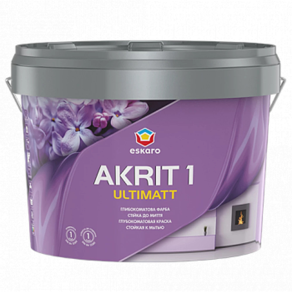 Акриловая краска Eskaro Akrit 1 Ultimatt устойчива к мойке глубокоматовая база А