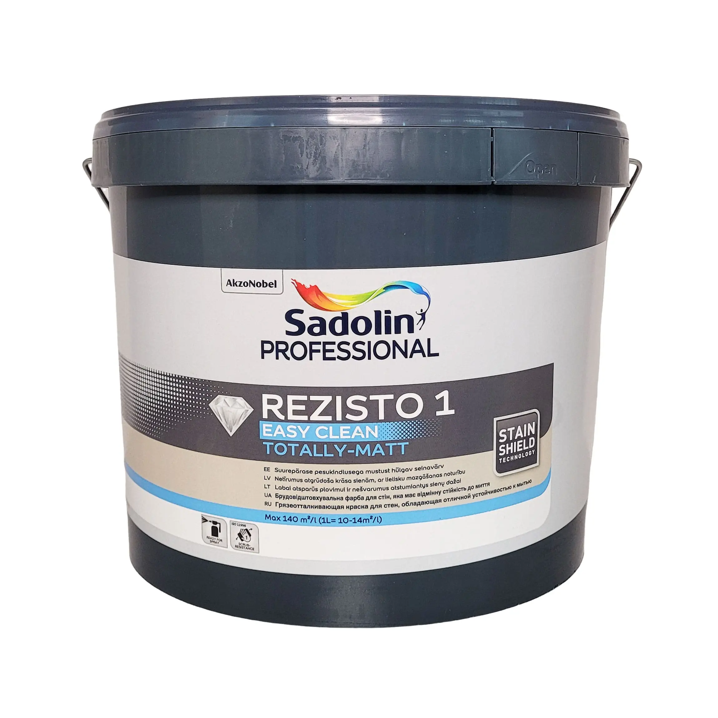 Акриловая краска Sadolin Professional Rezisto 1 для стен и потолка, грязеотталкивающая, белая, BW