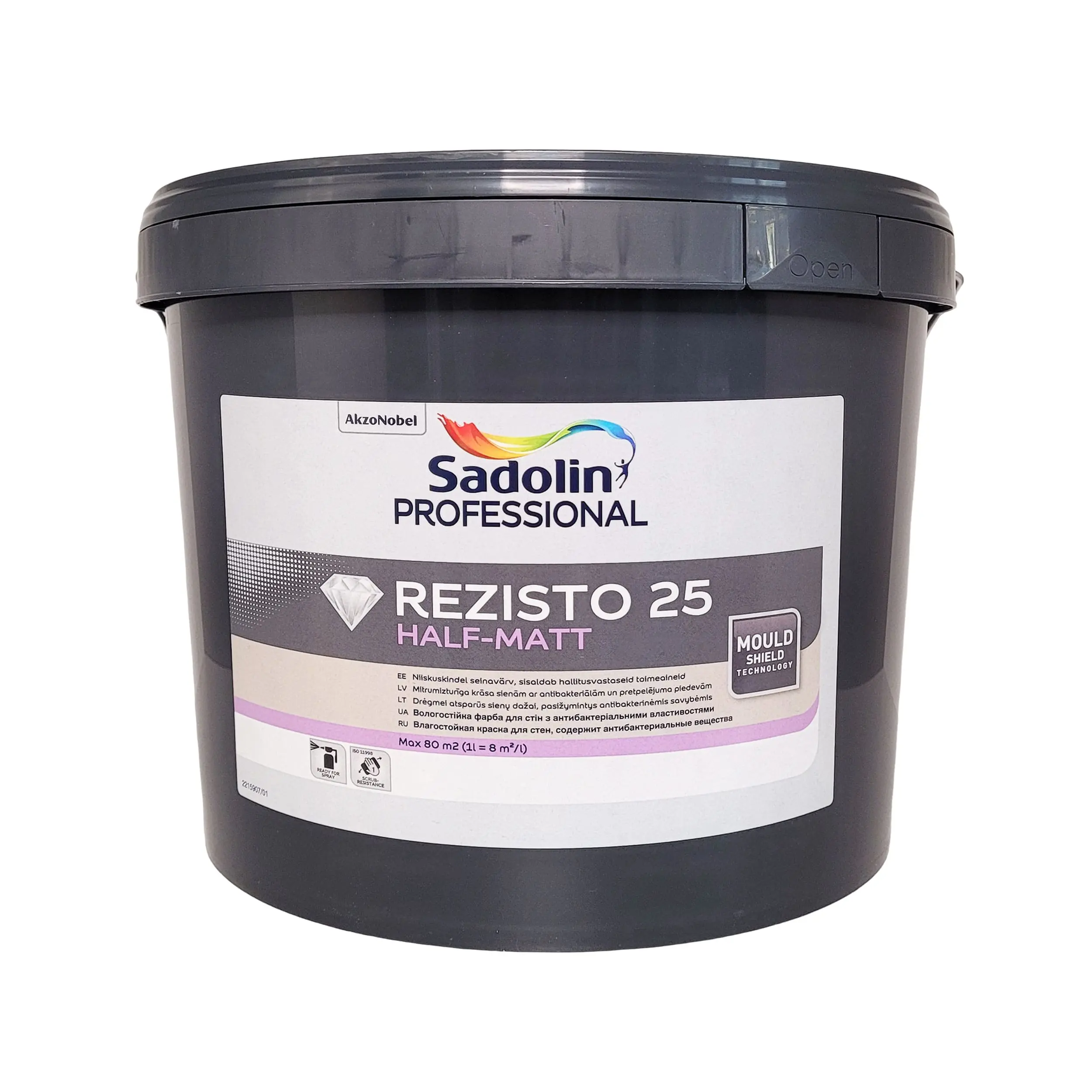 Акриловая краска Sadolin Professional Rezisto 25 для стен, влагостойкая, белая, BW