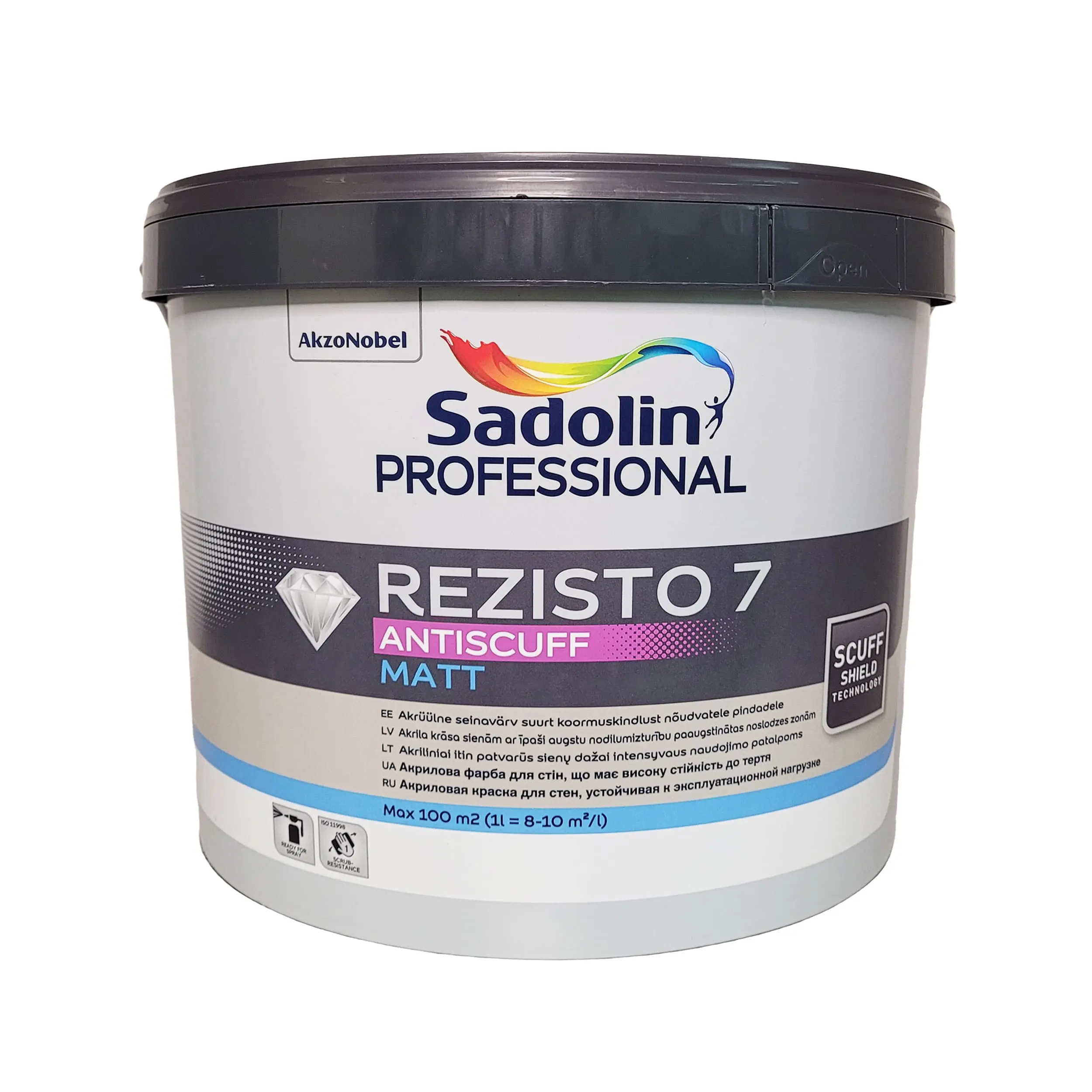 Акриловая краска Sadolin Professional Rezisto 7 Antiscuff для стен, износостойкая, белая, BW