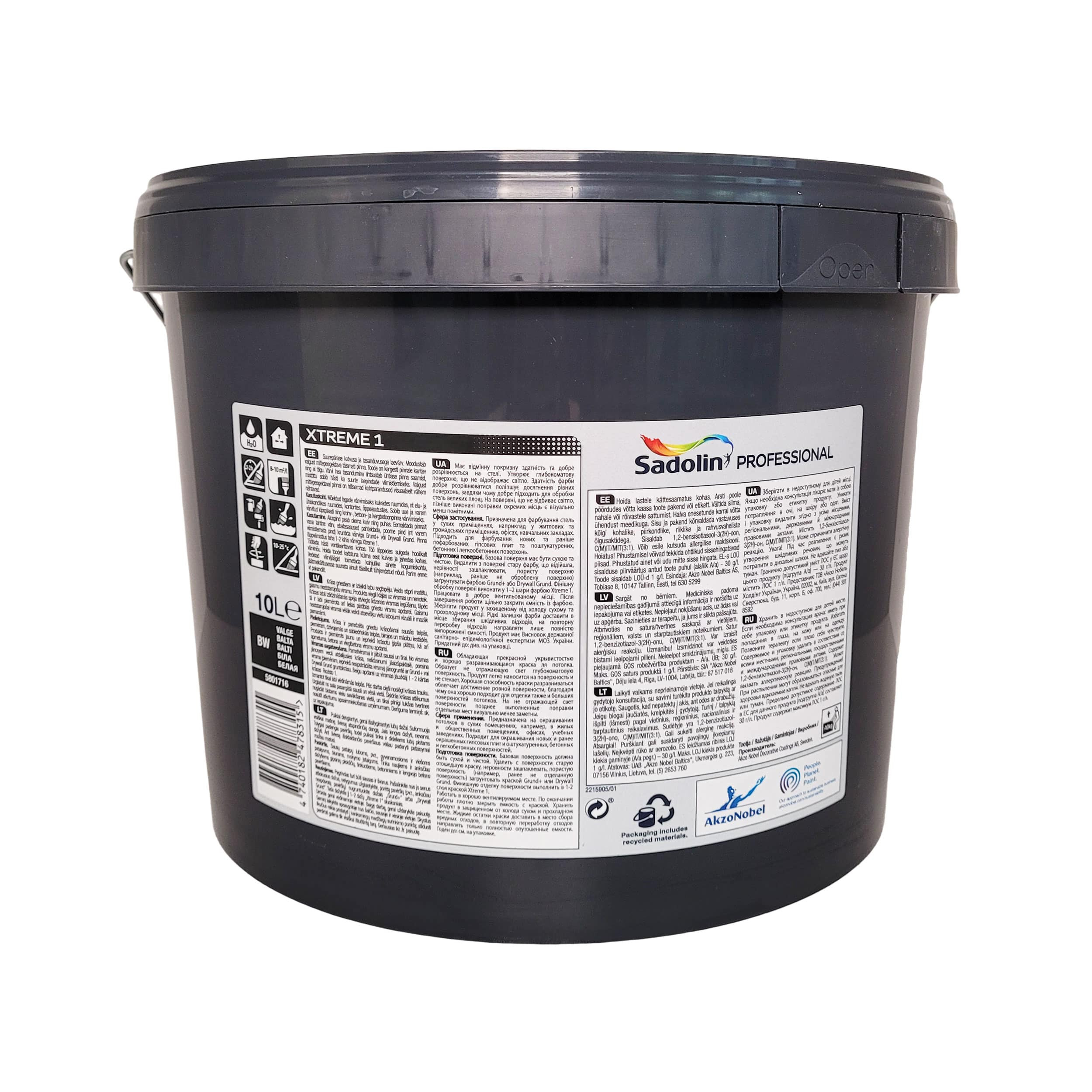 Фарба на водній основі Sadolin Professional Xtreme 1 для стелі, біла, BW