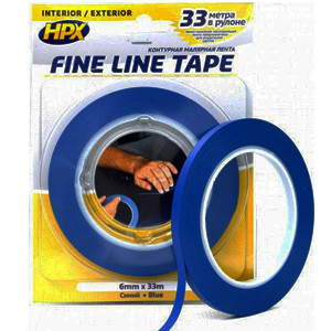 Малярная Лента HPX FINE LINE, Синяя (Блистер), 6мм Х 33м