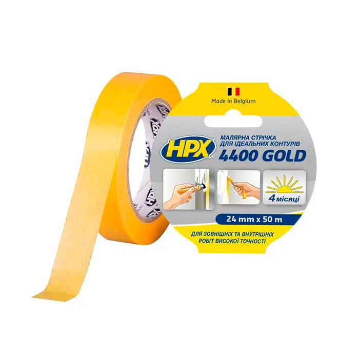 Малярная лента (скотч) для идеальных контуров HPX 4400 Gold, 50м, желтая
