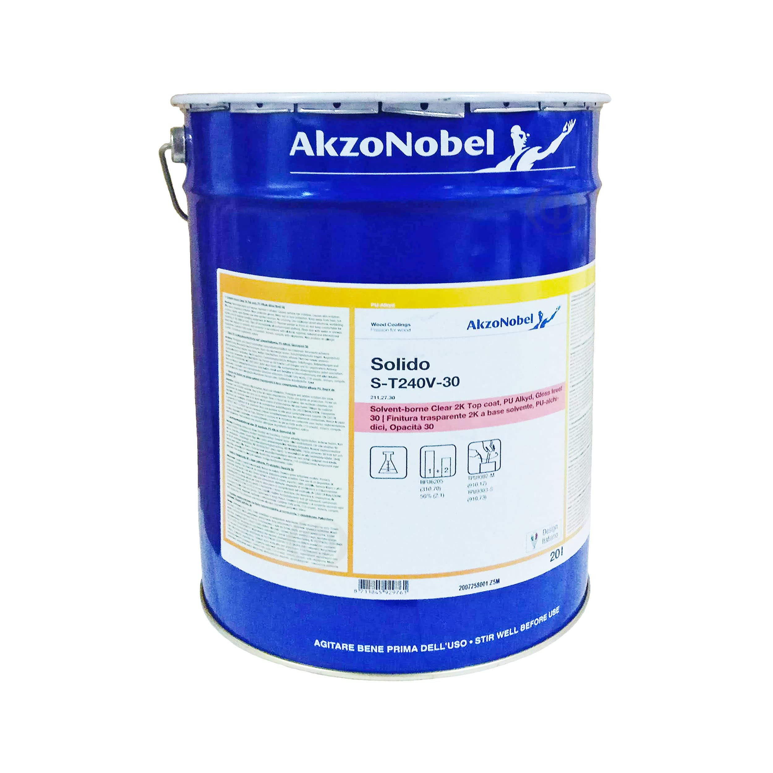 Лак полиуретановый AkzoNobel Solido S-T240V-30 двухкомпонентный, бесцветный, (2112730)