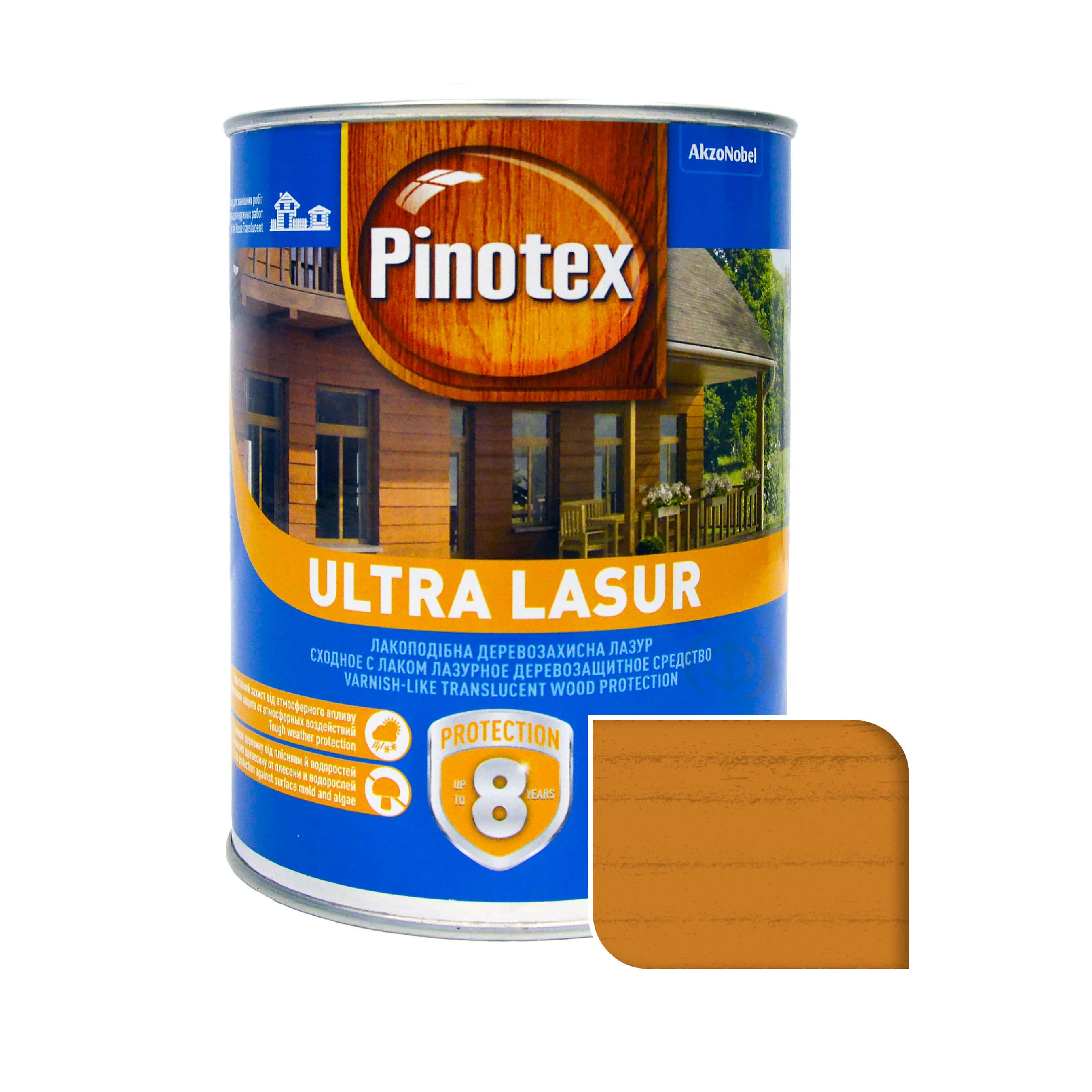 Пропитка лазурная для дерева Pinotex Ultra Lasur с декоративным эффектом, калужница