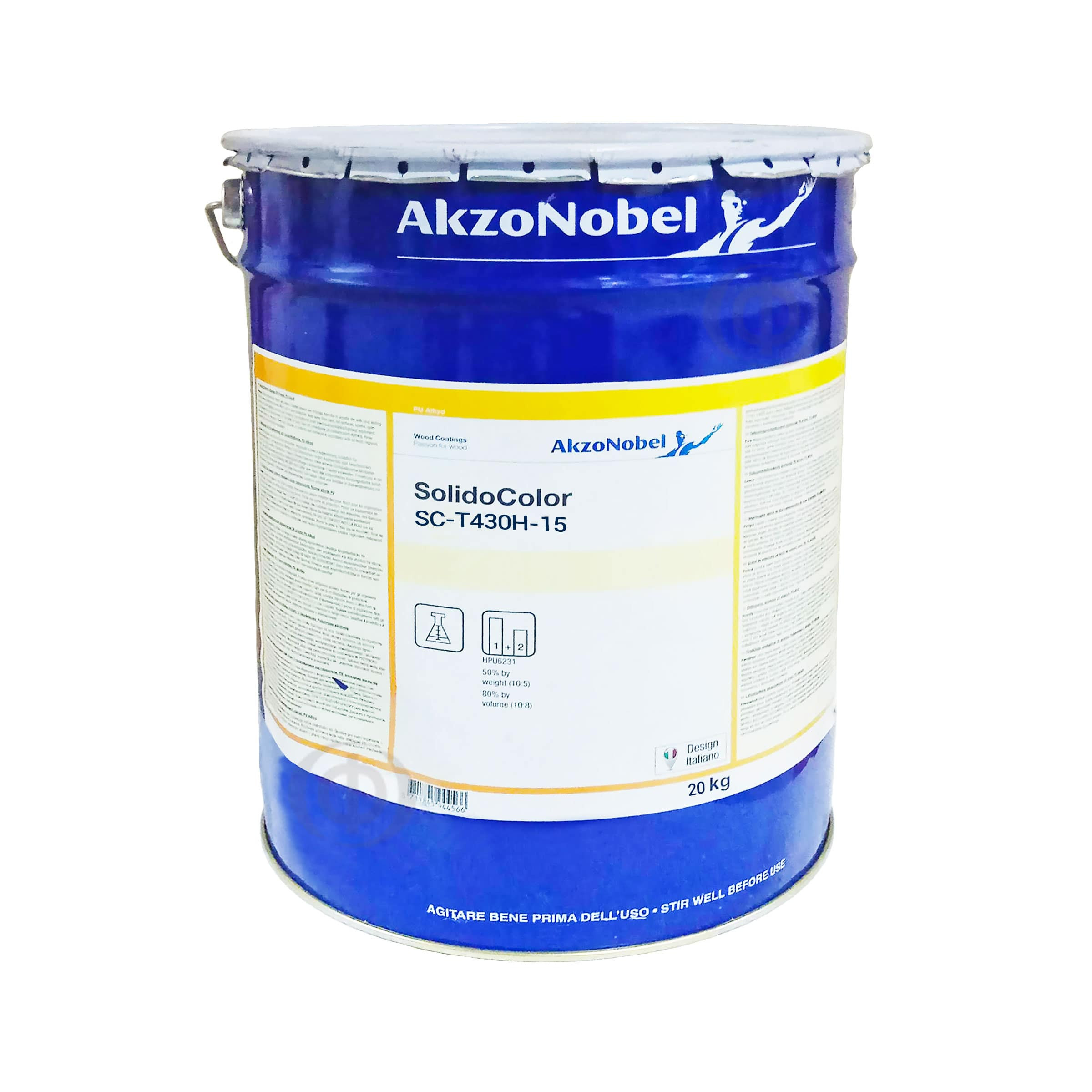 Лак полиуретановый AkzoNobel Solido Color SC-T430H-15, двухкомпонентный, белый, 20 кг