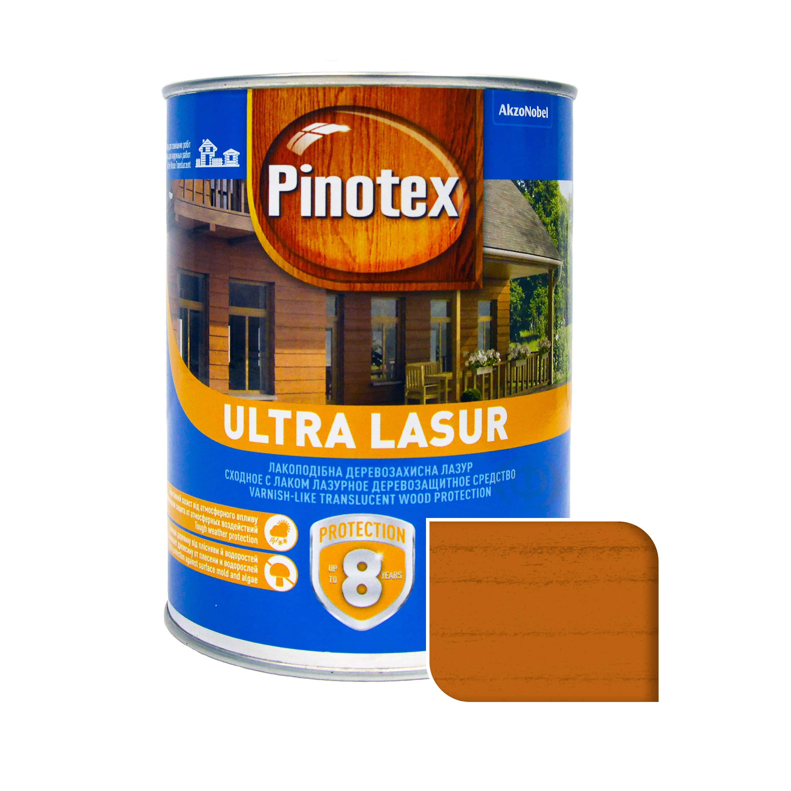 Пропитка лазурная для дерева Pinotex Ultra Lasur с декоративным эффектом, орегон