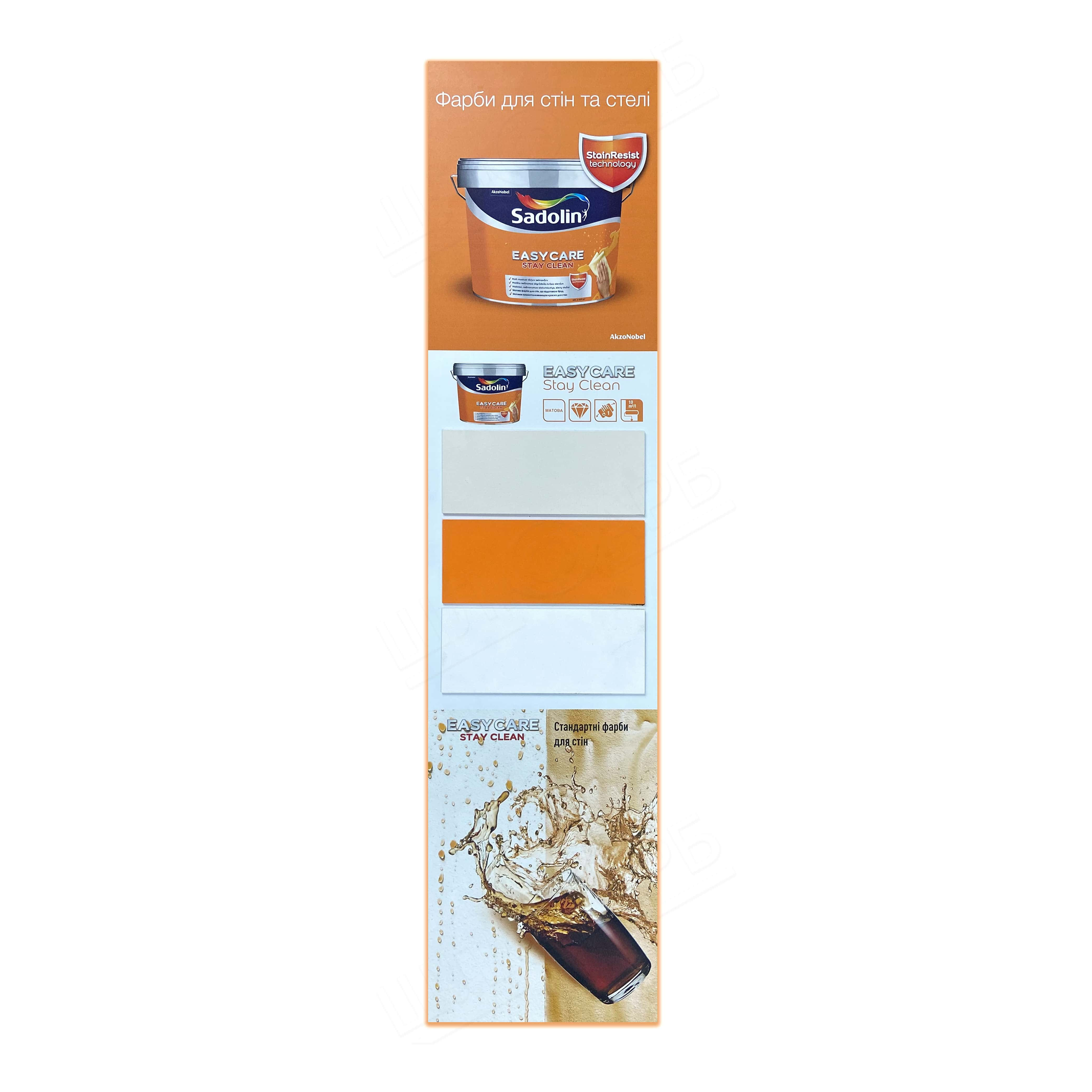 Акриловая краска Sadolin EasyCare для стен и потолка грязеотталкивающая, бесцветная, BC