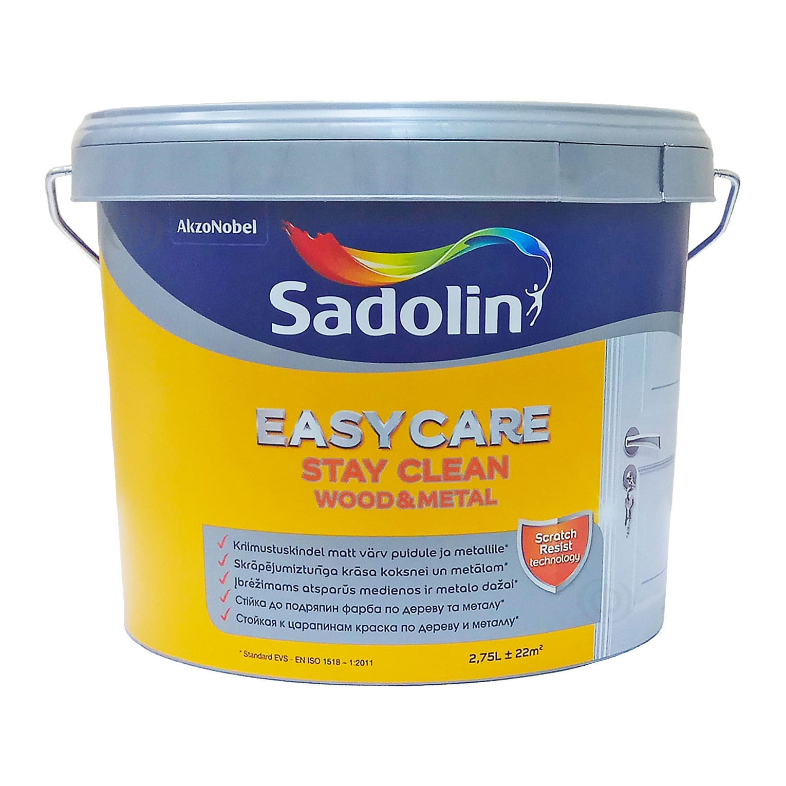 Алкидная краска Sadolin EasyCare Wood&Metal для дерева и металла, полуматовая, белая, BW Алкидная краска Sadolin EasyCare Wood&Metal для дерева и металла, полуматовая, белая, BW