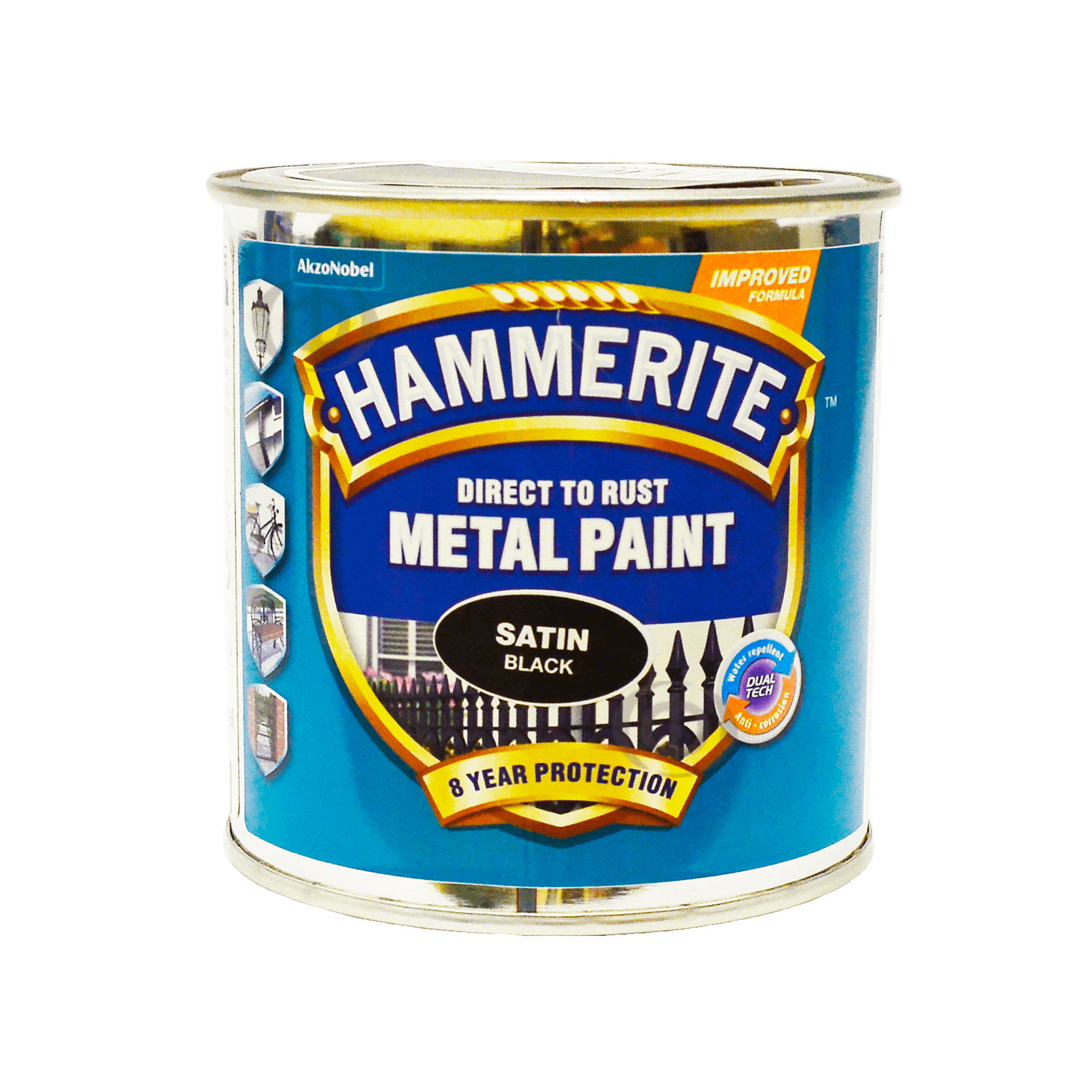 Краска 3 в 1 по металлу Hammerite Metal Paint Satin защитная, черная
