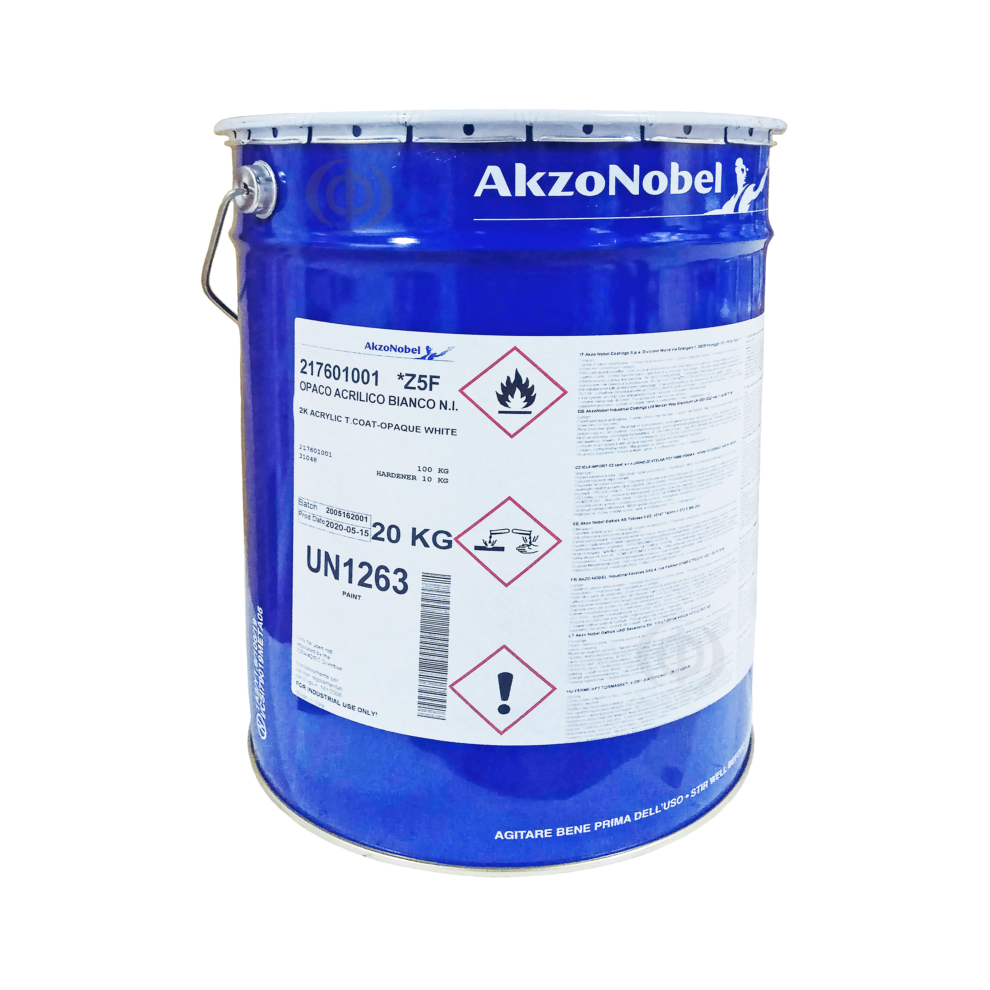Полиуретан-акриловая двухкомпонентная краска AkzoNobel 2К Acrylic T. Coat-Opaque, белая, 20 кг (217601001)