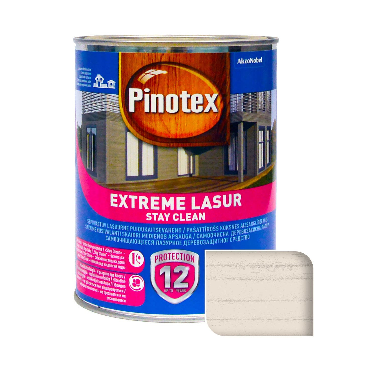 Пропитка лазурная для дерева Pinotex Extreme Lasur самоочищающаяся, снег