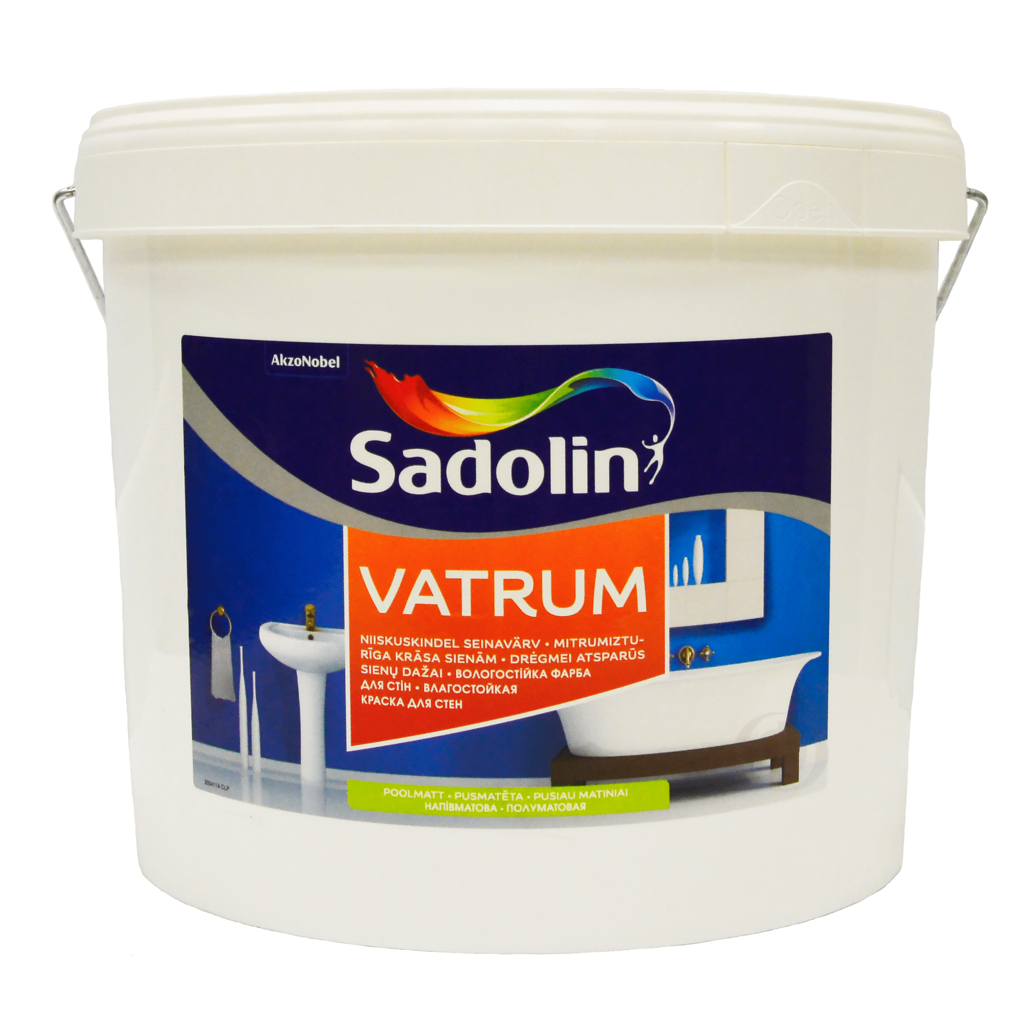 Акриловая краска Sadolin Vatrum для стен и потолка влагостойкая, белая, BW