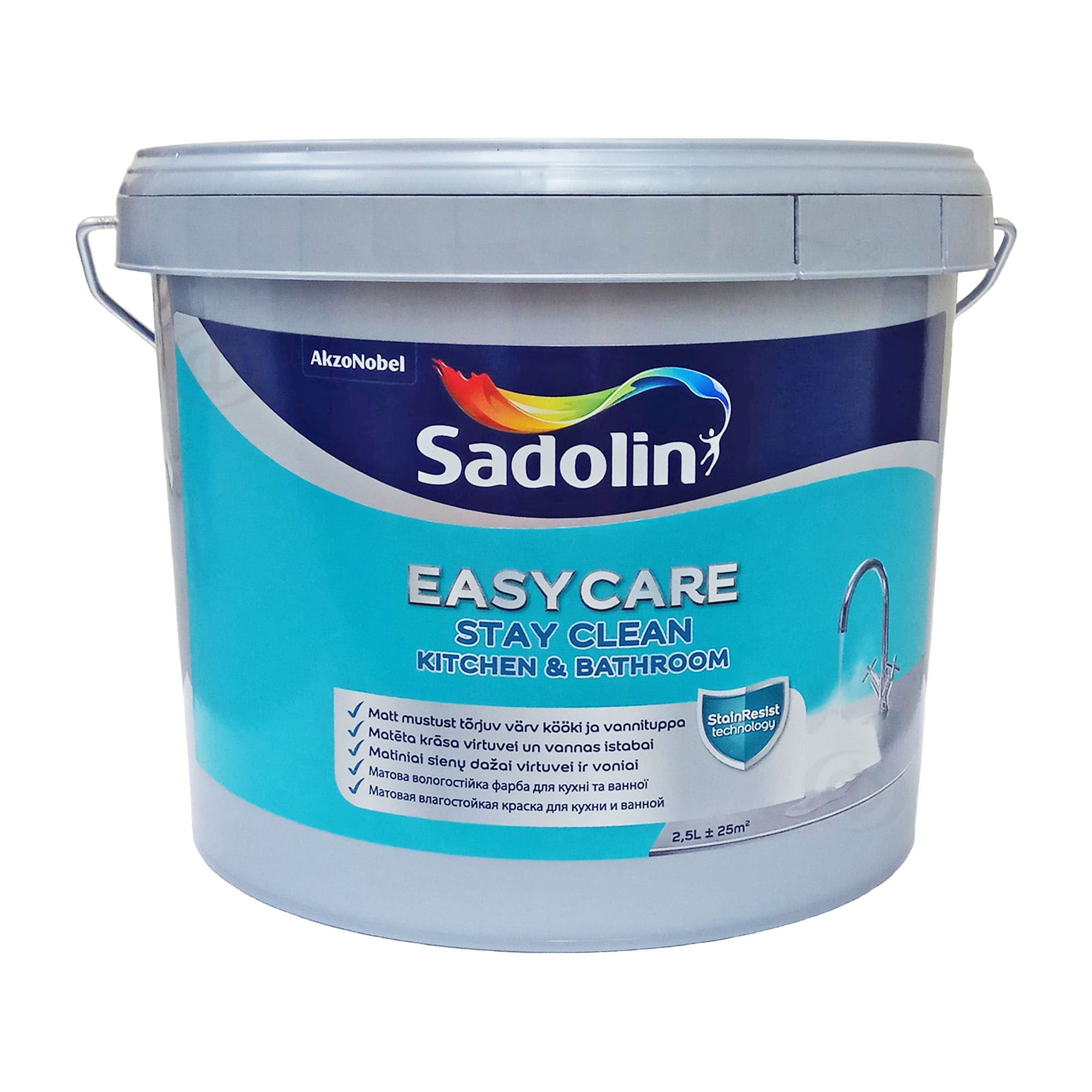Акриловая краска Sadolin EasyCare Kitchen&Bathroom для стен и потолка влагостойкая, бесцветная, BC
