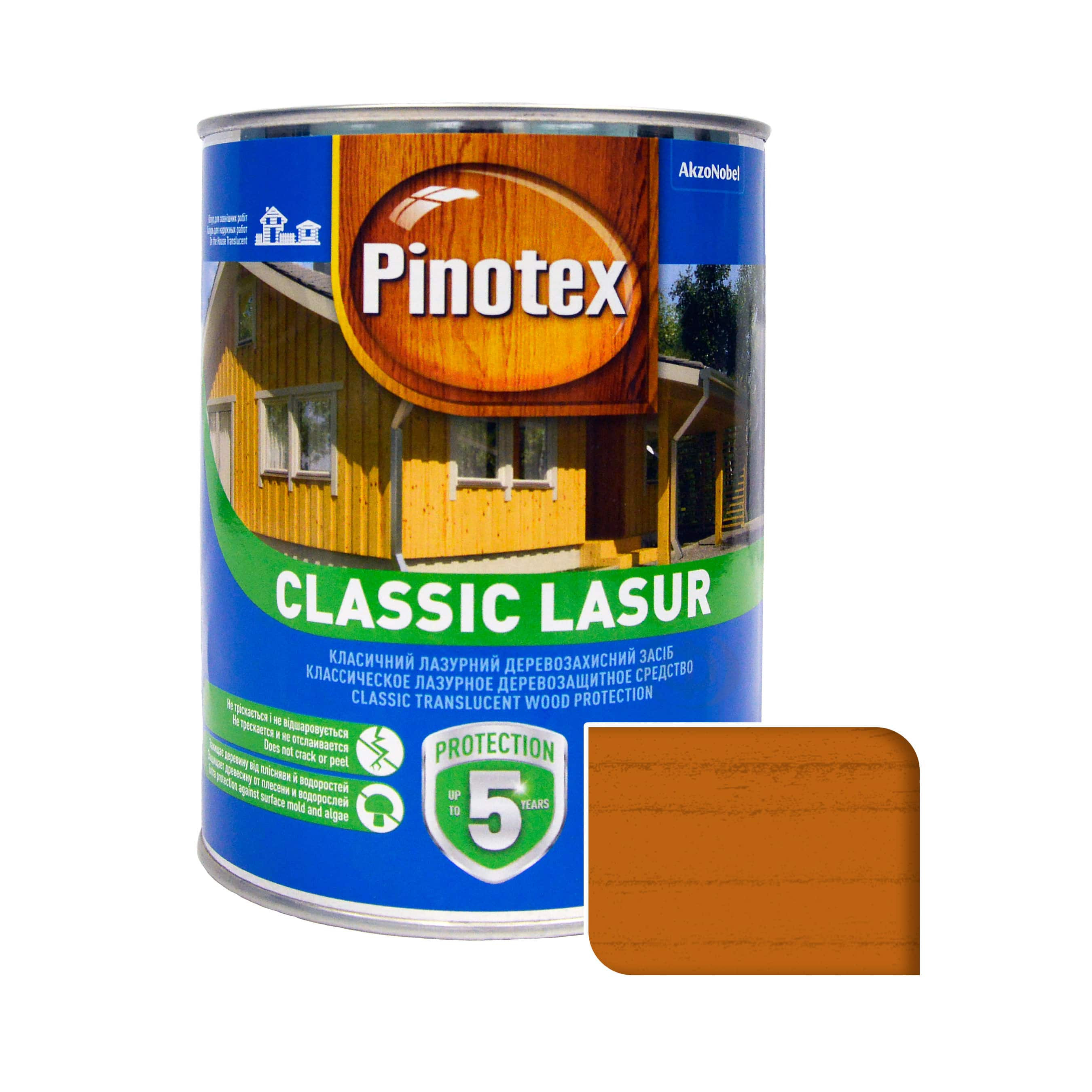 Пропитка лазурная для дерева Pinotex Classic Lasur с декоративным эффектом, орегон