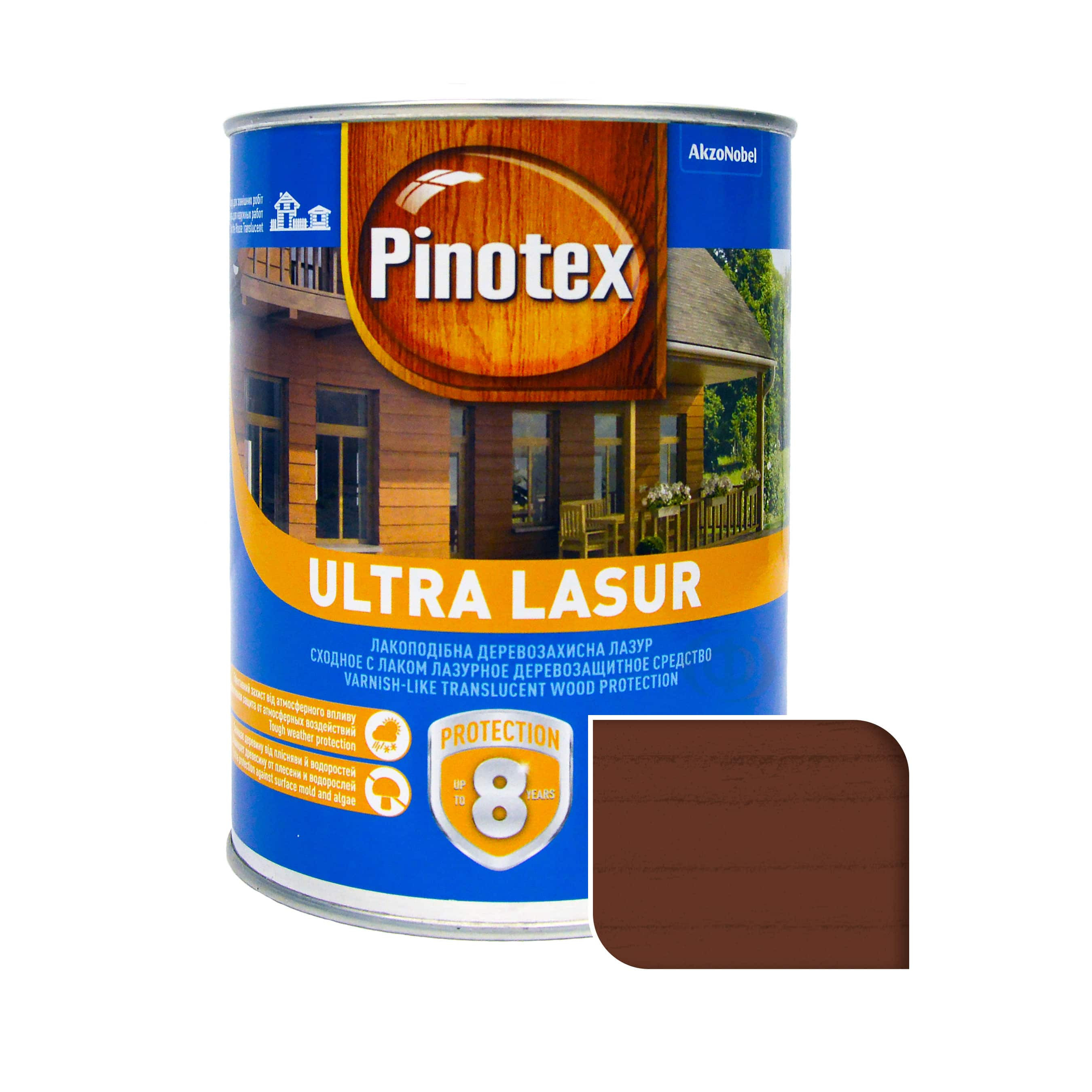 Пропитка лазурная для дерева Pinotex Ultra Lasur с декоративным эффектом, тик