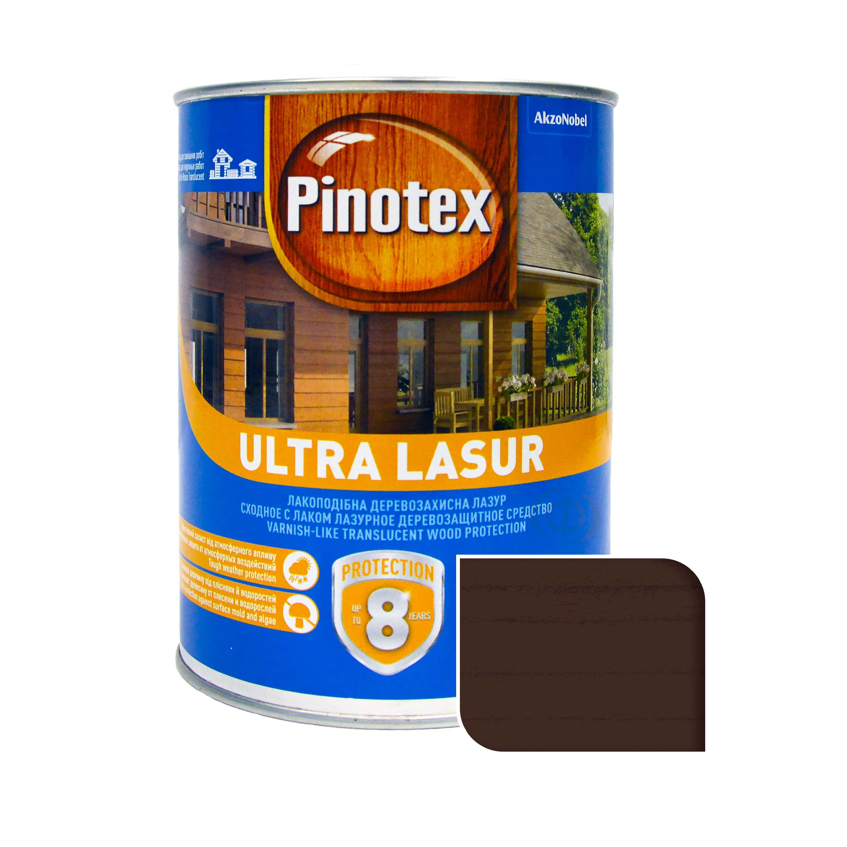 Пропитка лазурная для дерева Pinotex Ultra Lasur с декоративным эффектом, палисандр Пропитка лазурная для дерева Pinotex Ultra Lasur с декоративным эффектом, палисандр