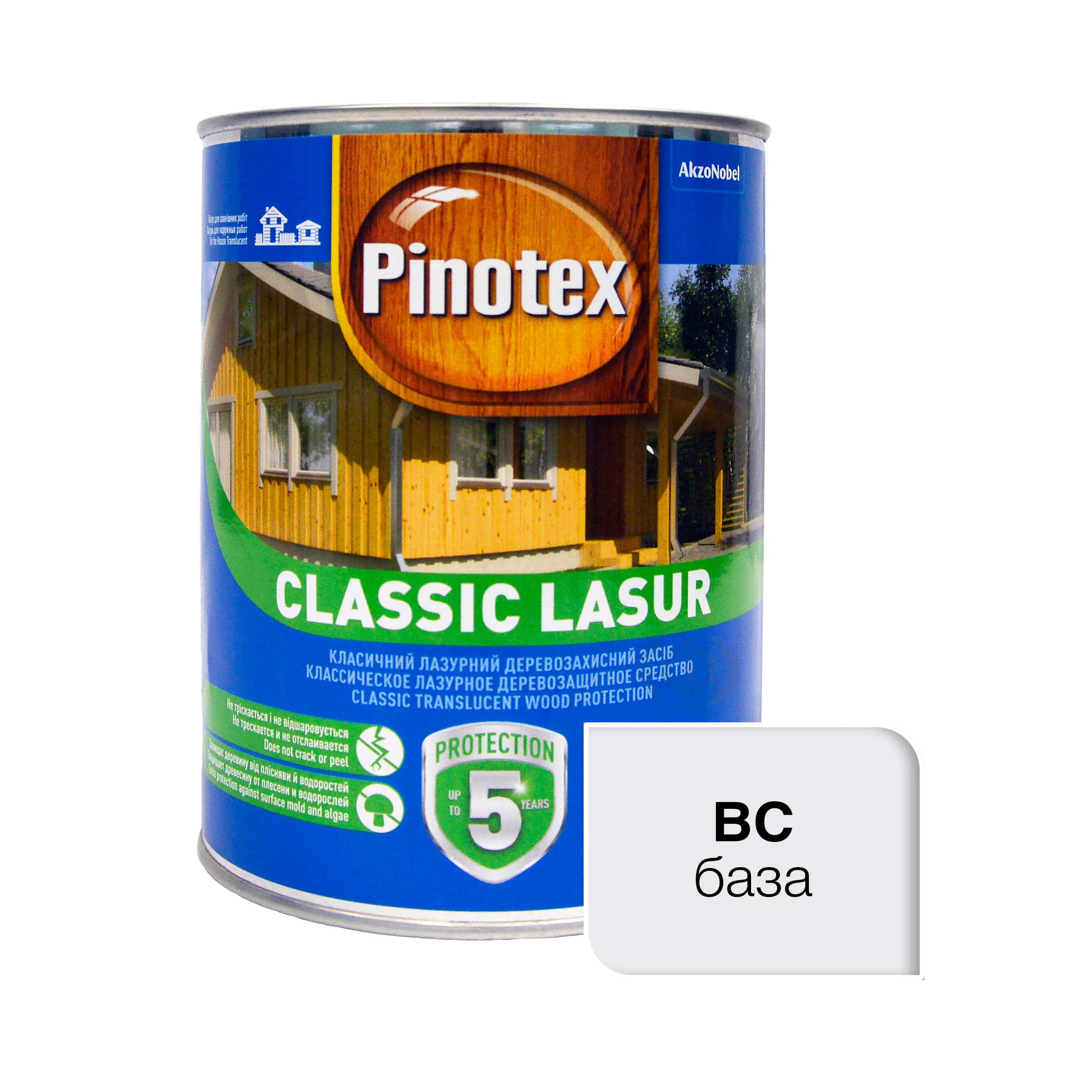 Пропитка лазурная для дерева Pinotex Classic Lasur с декоративным эффектом, бесцветная, BC