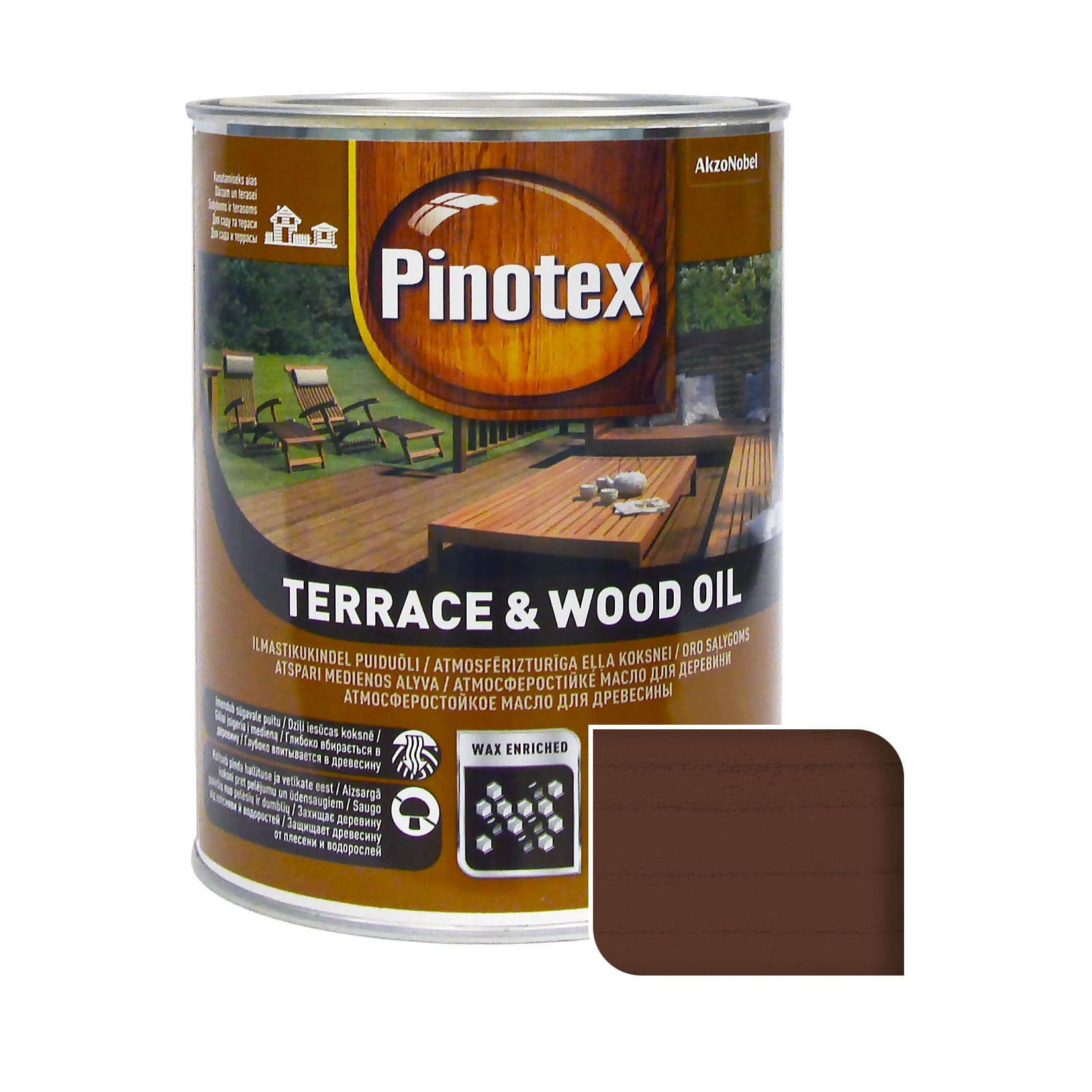 Масло для обработки дерева Pinotex Terrace & Wood Oil атмосферостойкое, тик