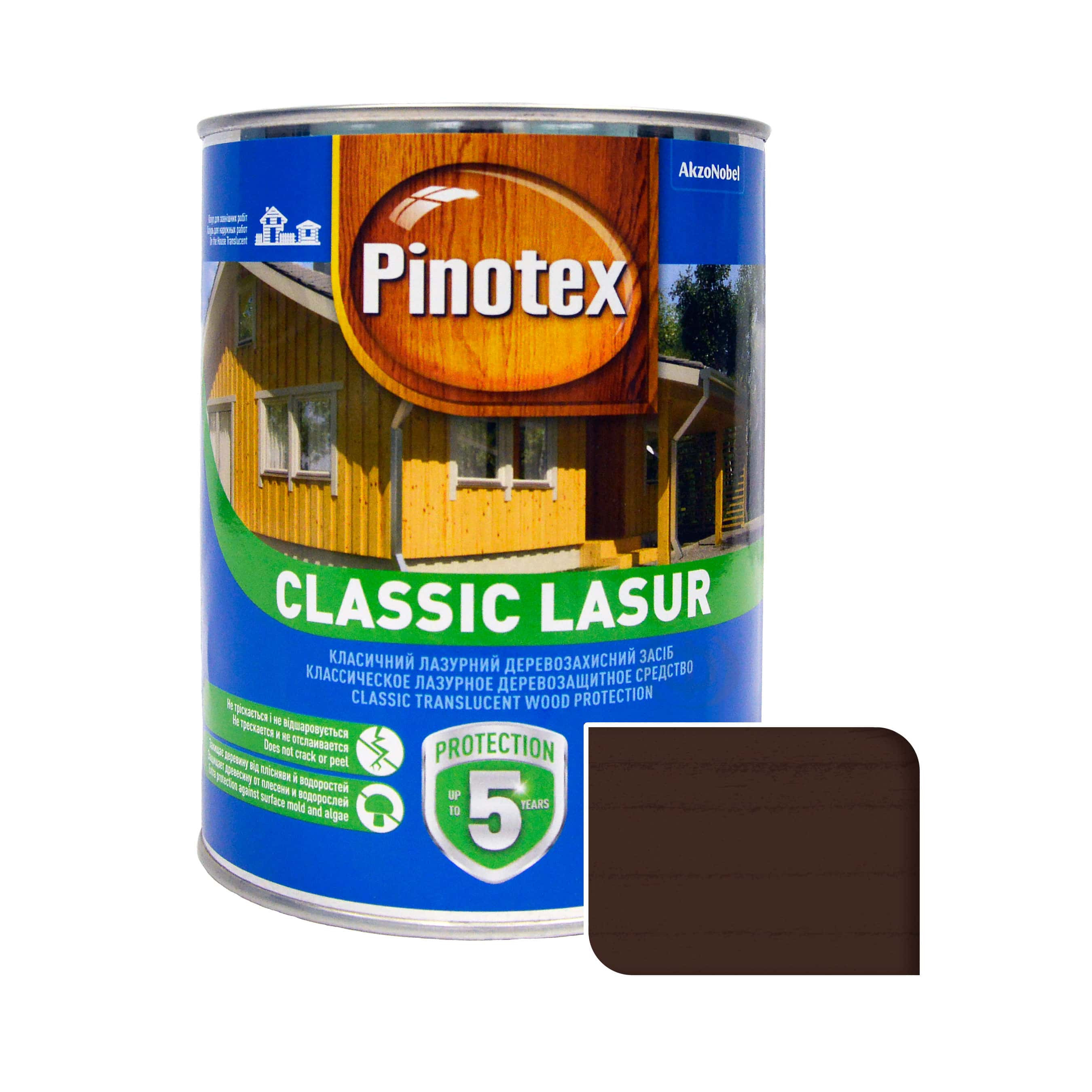 Пропитка лазурная для дерева Pinotex Classic Lasur с декоративным эффектом, палисандр
