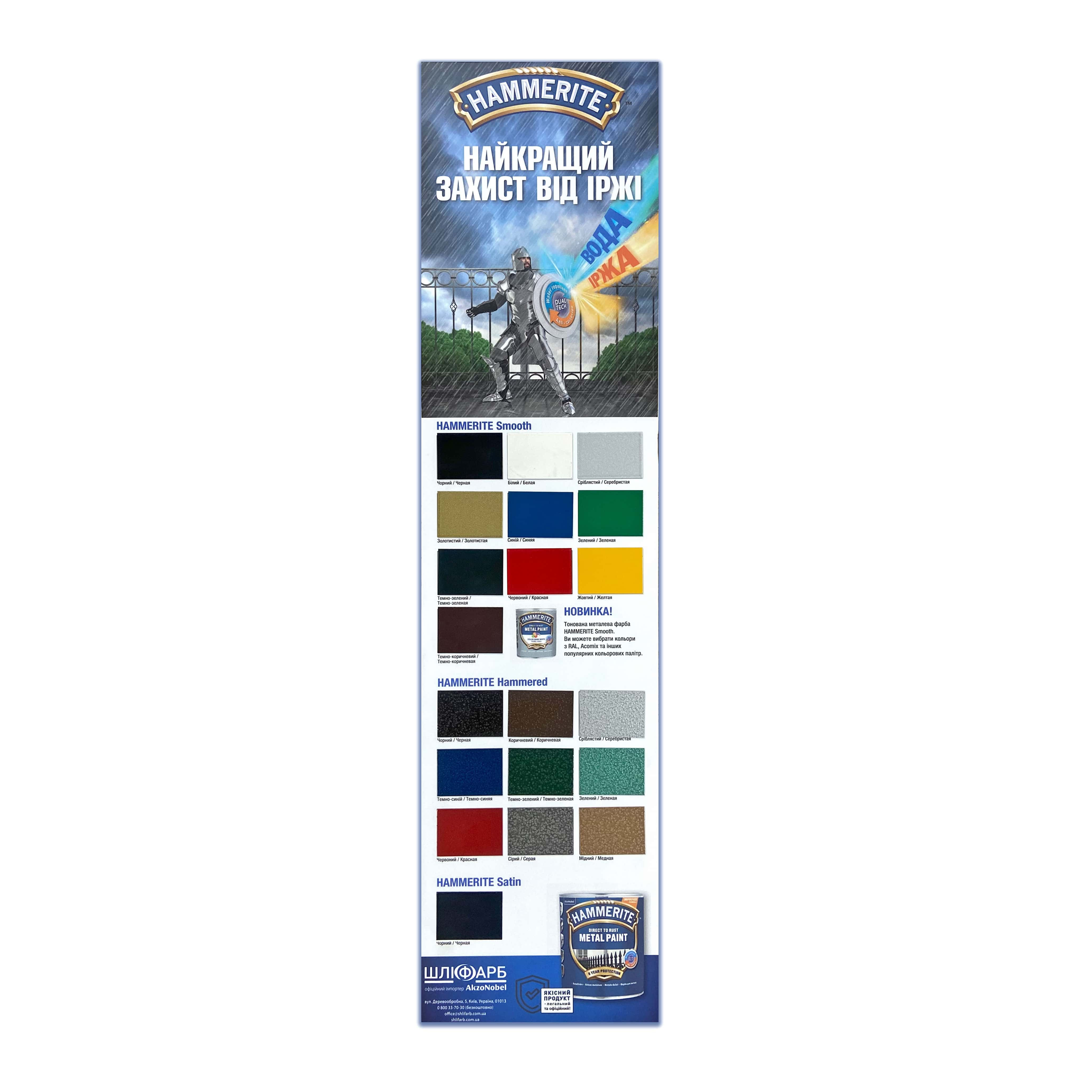 Краска 3 в 1 по металлу Hammerite Metal Paint Hammered защитная, молотковая